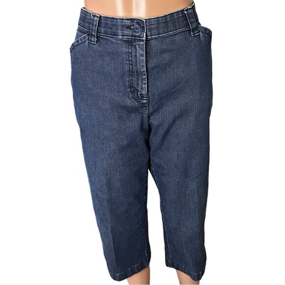 L.L. Bean Classic Fit Straight Leg Capri Jeans 14P Elastic Waist Coastal Cowgirl - Picture 1 of 5